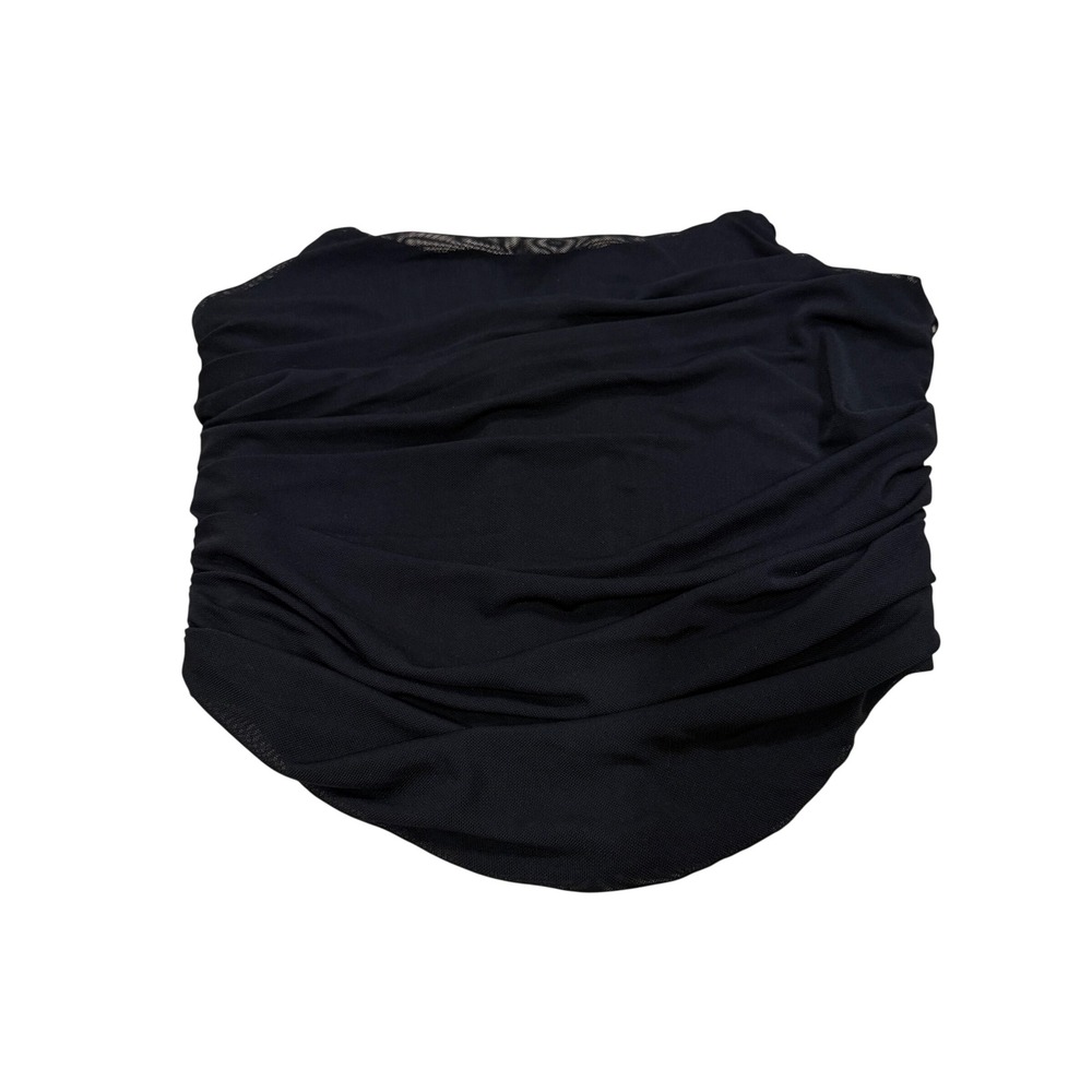 Fashion Nova Blackโ Mesh Ruched Tube Top Strapless Back Zip SET1317 Small